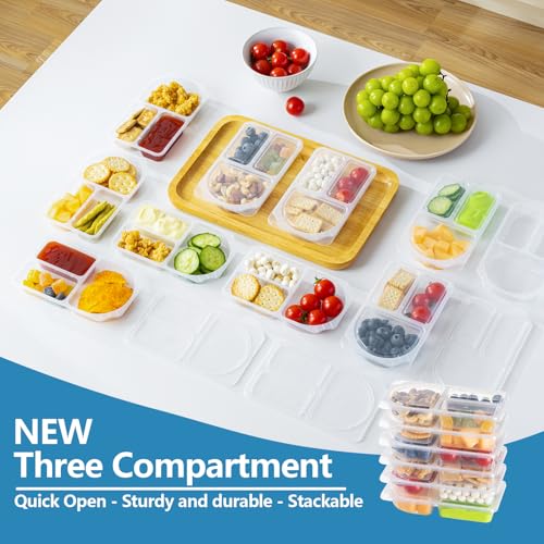 9oz Reusable Snack Containers with Lids – 3 Compartment for Kids