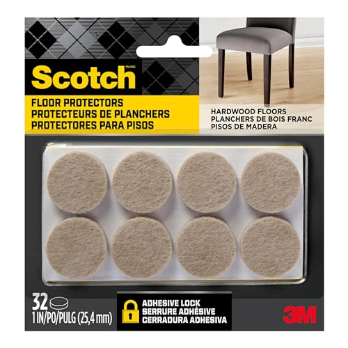 Scotch Felt Furniture Pads 1 Inch Round Beige 32 Pack