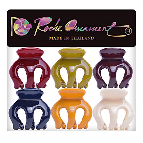 RC ROCHE 6-Pack Octopus Hair Claw Clips Medium Pumpkin Shape for Thick Hair