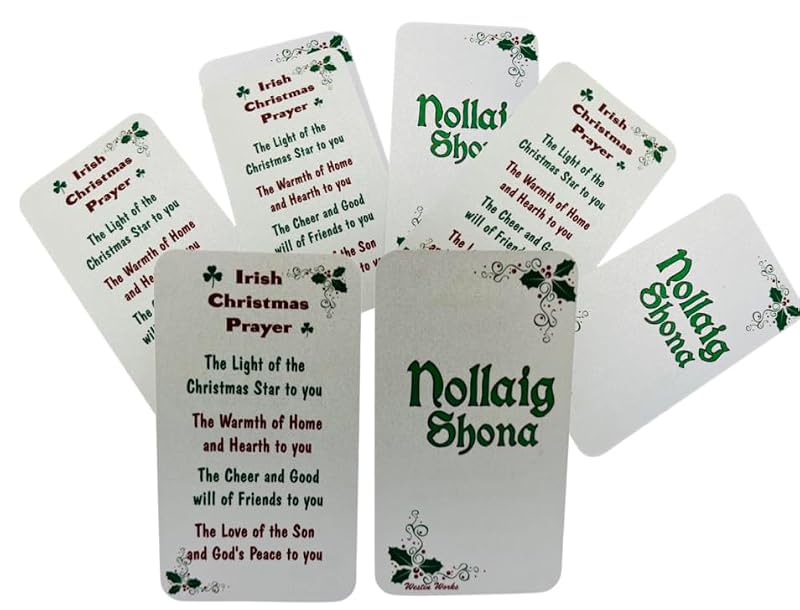 Irish Christmas Holy Cards Bulk Set - Nollaig Shona Prayer & Irish Greeting
