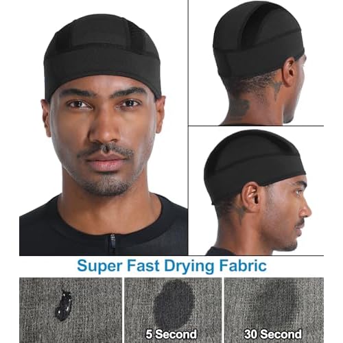 2 Pieces Skull Caps Helmet Liner for Men Women Cooling Cycling Hat Beanie for Running Fits Under Helmets