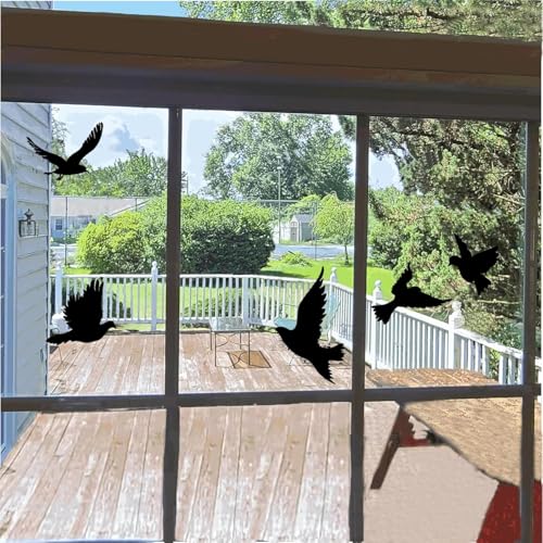 Black Bird Window Clings - 16 Piece Anti-Collision Decals for Glass