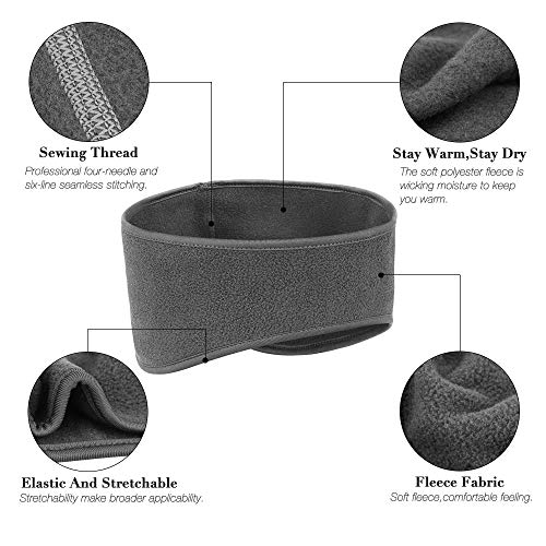 Komake Fleece Ear Warmers Headband - Moisture Wicking Winter Earmuffs for Running and Cycling
