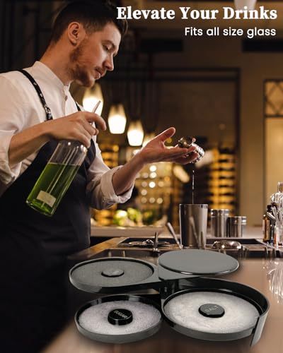 Black Margarita Salt Rimmer Set - 3-Tier Cocktail Glass Rimmer