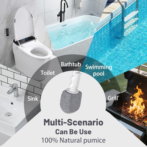 ENWARUTU Pumice Stone Toilet Bowl Cleaner Wand with 5 Refills (Gray)