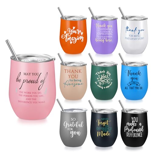 12 oz Inspirational Employee Appreciation Tumblers Bulk Set with Straws and Lids