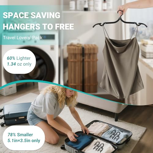 10 Pcs Black Foldable Travel Hangers - Adjustable & Portable