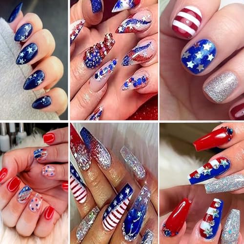 Independence Day Star Nail Glitter Kit - 12-Grid Holographic Pentagram Sequins