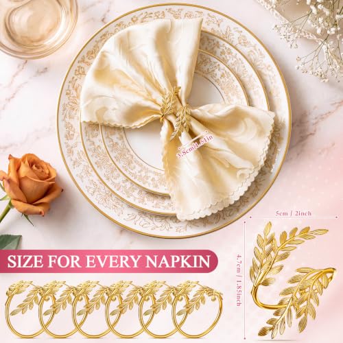 Gold Wheat Metal Napkin Rings Set of 50 for Weddings & Events
