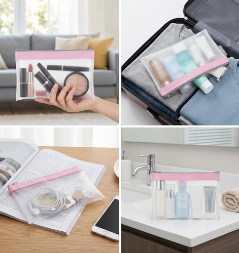 Small Clear Makeup Bag 4-Piece Set Mini Zipper Pouch for Travel Organizer