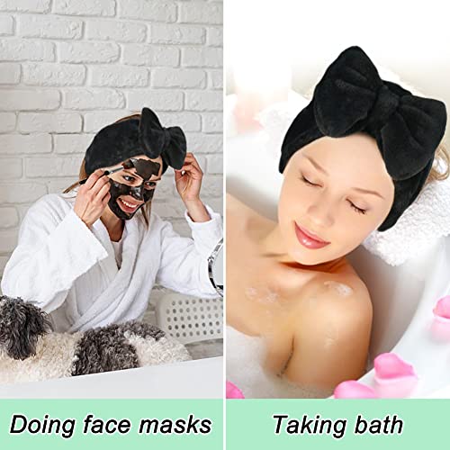 Shintop Soft Coral Fleece Spa Headband with Cute Bow for Face Wash
