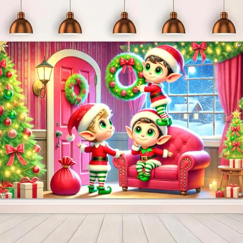 BlissYard Christmas Fireplace Backdrop 71x43 in Holiday Wall Banner