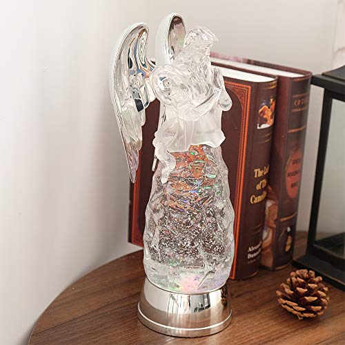 Prayer Angel Snow Globe Lantern with Color Changing LED - 11 Inch - Includes Timer
