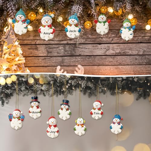 Christmas Write-A-Name Snowman Ornaments Set - Holiday Tree Decorations, 32 pcs