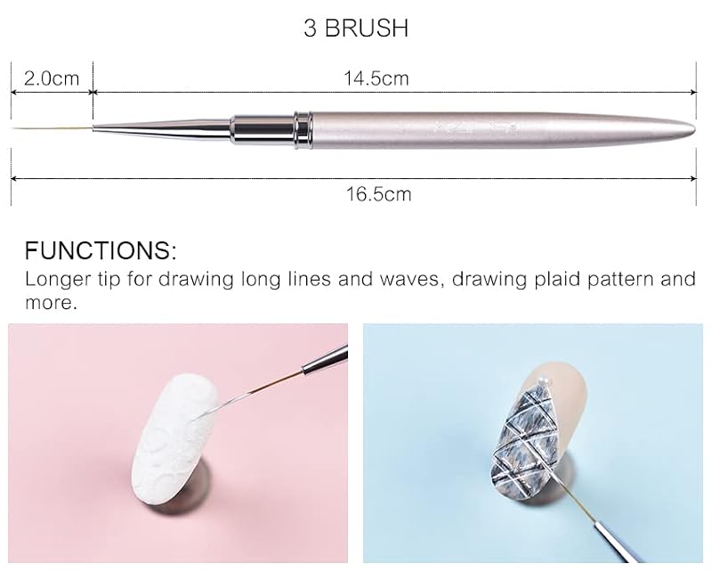 Rolabling Kolinsky Nail Art Liner Brush - 3# Ultra Thin Striping Pen