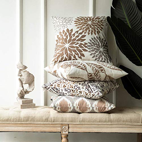 Phantoscope Set of 4 Fall Leaf Geometric Pillow Covers 18" x 18"