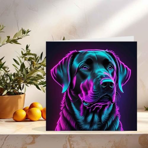 Premium Black Labrador Birthday Greeting Card - 145mm Square