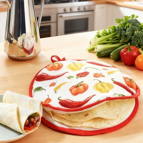 2PCS Premium Tortilla Warmer Pouch, Insulated Microwave Safe Fabric Bag