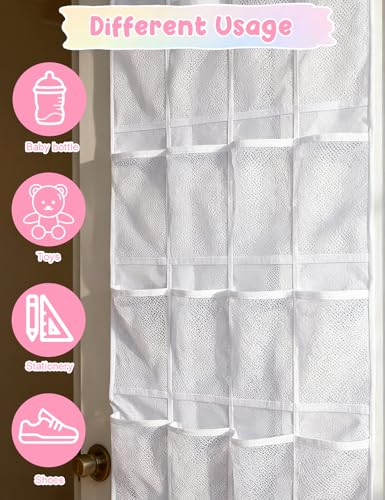 Zebrabox Hanging Over Door Toy Storage Organizer with 24 Pockets - White