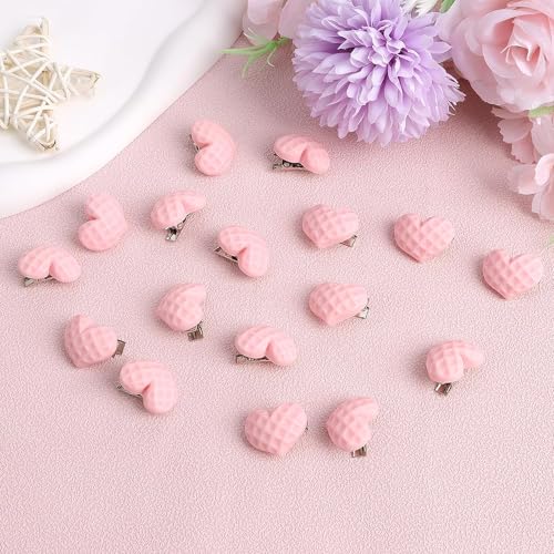 ExdAs Mini Heart Hair Clips - 20 Pcs Cute Pink Small Hair Pins & Barrettes for Women and Girls