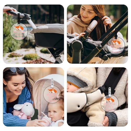 No Touching Baby Sign - 2 Pack Acrylic Stroller Tags with Clips