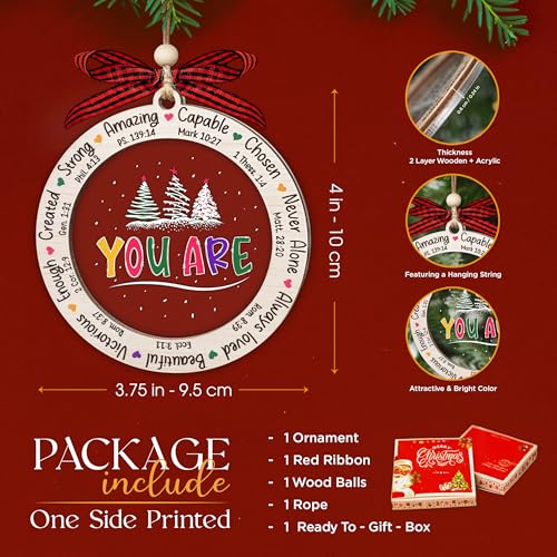 Christian Christmas Ornament Religious Gifts for Women - Bible Verse 2 Variation