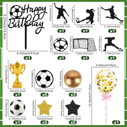 Hooqict 28Pcs Soccer Cake Decorations Set for Birthday Parties