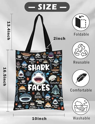 Shark Canvas Tote Bag for Women | Cute Reusable Shopping Bag