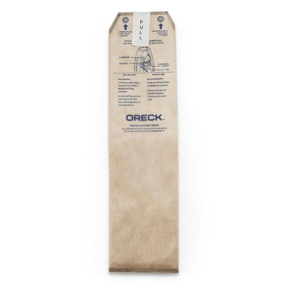 Oreck Vacuum Cleaner Bags for Discover Upright Vacs, Pack of 6, Tan, Hepa Filtration, Part # AK1LW6H, Oreck Odor Fighting Vacuum Bags
