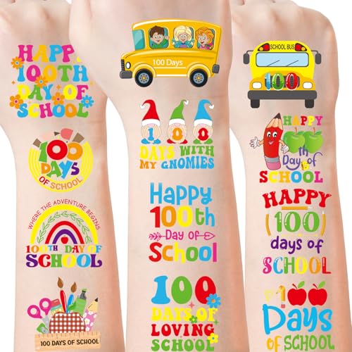 100th Day of School Temporary Tattoos - 320 Pcs Motivational Stickers
