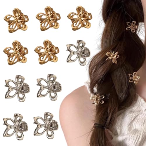 RUSTAMM Mini Flower Metal Claw Hair Clips 10-Pack for Thin & Thick Hair