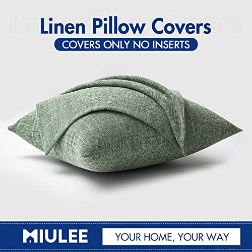 MIULEE Linen Textured Christmas Pillow Cover 20x20 Inch Sage Green Pack of 2