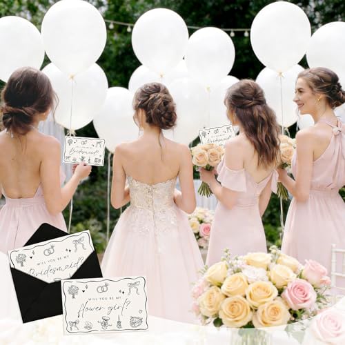 Whaline 12 Pcs Bridesmaid Proposal Cards Set with Envelopes