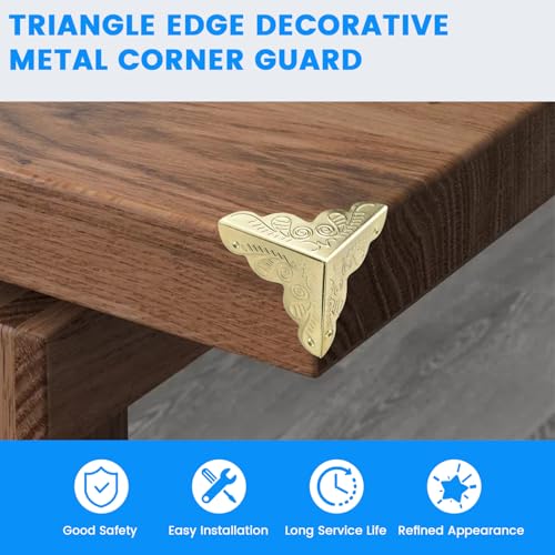 Antique Gold Furniture Corner Protectors - 12 Pack, 1x1 Inch