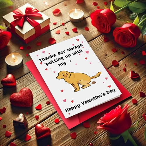 Funny Dog Valentine's Day Card with Gold Envelope - 8x5.2 in