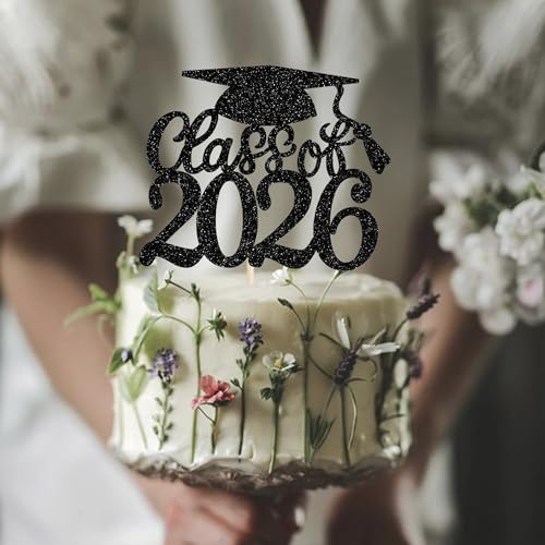 Class of 2026 Graduation Cake Topper - Glitter Decor for Parties