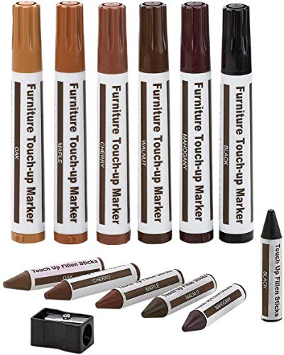 Furniture Repair Kit - 13 Markers & Wax Sticks for Scratches