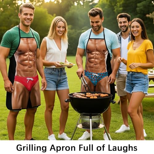 Blueleopard Funny Muscle Man Apron for Men - Cooking, Grilling & Baking Gift