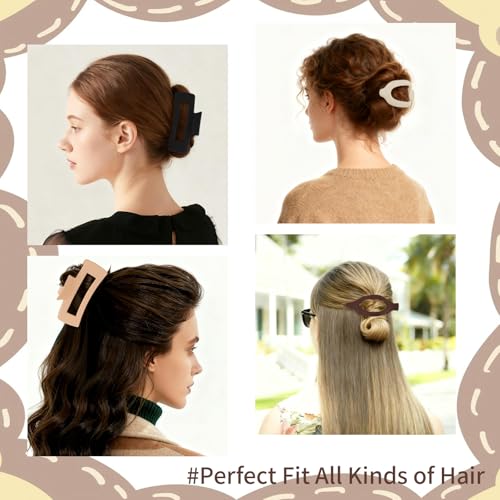 Esitrormi 8PCS Flat Claw Clips & Duckbill Hair Clips Matte Neutral Tones