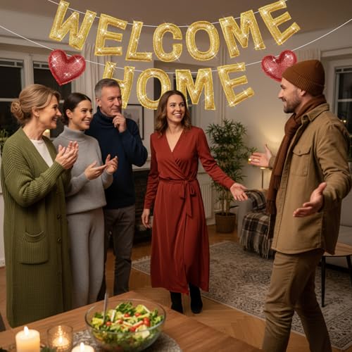 Colorful Rainbow Welcome Home Banner - Pre-strung Felt Garland
