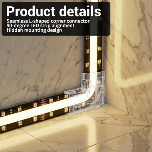 20 Pcs L-Shaped LED Strip Connectors for 8mm COB Lights