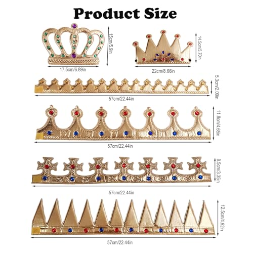 Gold Foam Birthday Crowns - 6 Pack Party Hats for Kids