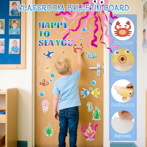 Ocean Themed Classroom Bulletin Board Decorations with Octopus & Fish