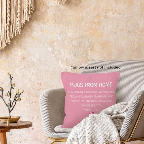 Pink Hugs from Home Throw Pillow Cover 18x18 - Soft Flannelette