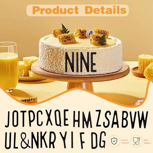 26-Piece Black Acrylic Letter Cake Topper Set for Birthdays & Events