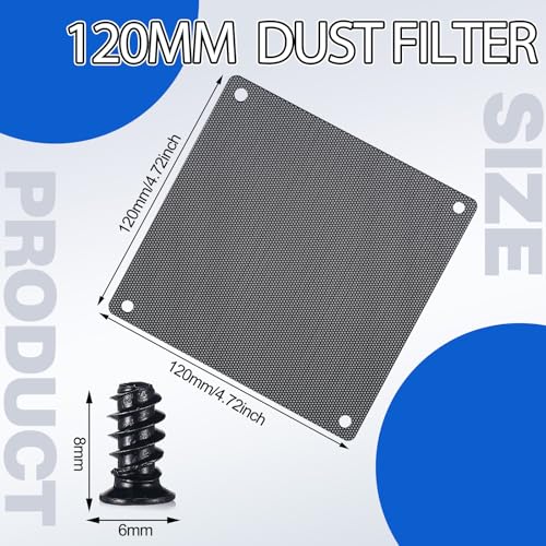 120mm Computer Fan Dust Filter Pack - Mesh & PVC Dustproof Case Covers with Screws