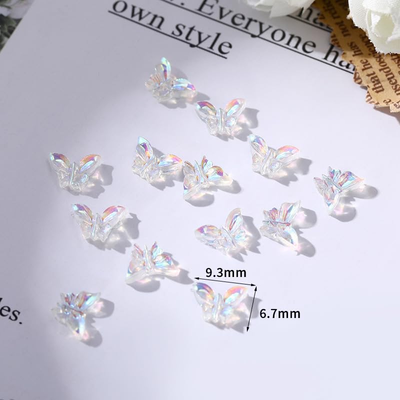 3D Butterfly Nail Charms Aurora Resin Gems for DIY Manicure 20PCS