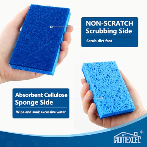 HOMEXCEL Blue Non-Scratch Dish Sponges - 12 Pack for Kitchen Cleaning