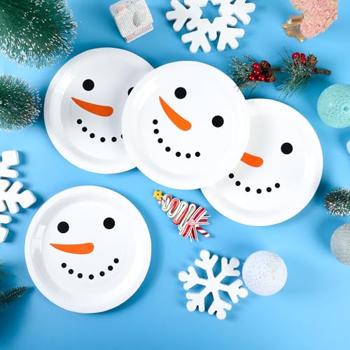 AimFun 48 Pack Christmas Snowman Disposable Paper Plates - 7 Inch