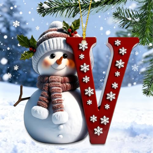 Personalized Snowman Christmas Ornaments | Custom Letter Hanging Decor